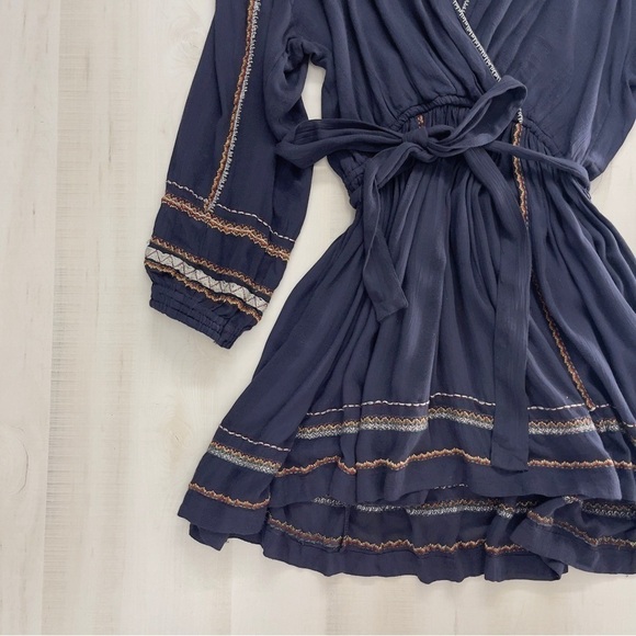 NWT $148 FREE PEOPLE Delilah midnight long sleeve boho mini dress XS - Picture 5 of 9